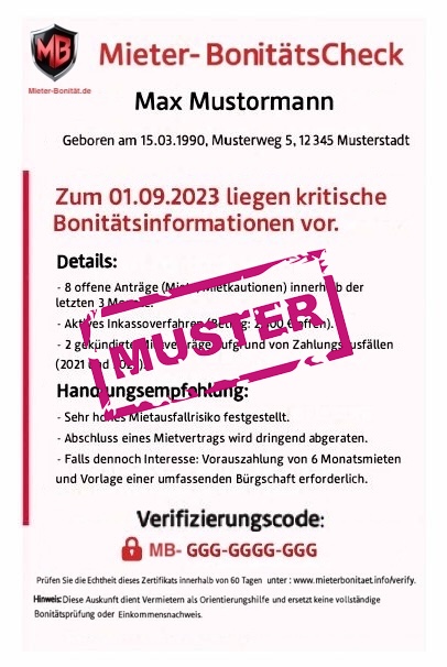 Kritische Bonitätsprüfung Beispiel