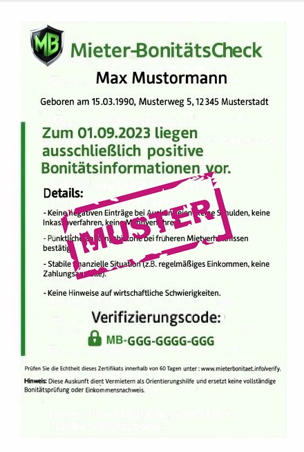 Positive Bonitätsprüfung Beispiel